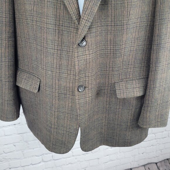 Oscar De La Renta Brown 100% Lambswool 2 Button Blazer Sport Coat Size 48R - Picture 11 of 16